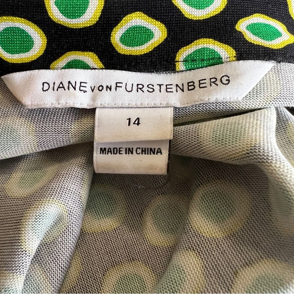 Diane Von Furstenburg Jilda Two Green Silk Retro Short Sleeve Wrap Dress 14 - Picture 8 of 12